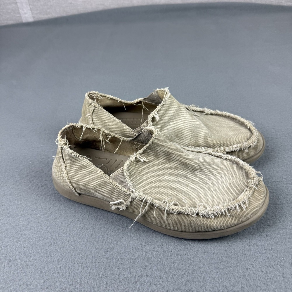 CROCS Santa Cruz Canvas Slip-On‎ Loafer Shoes Brown Frayed 10128 Men's Size 9
